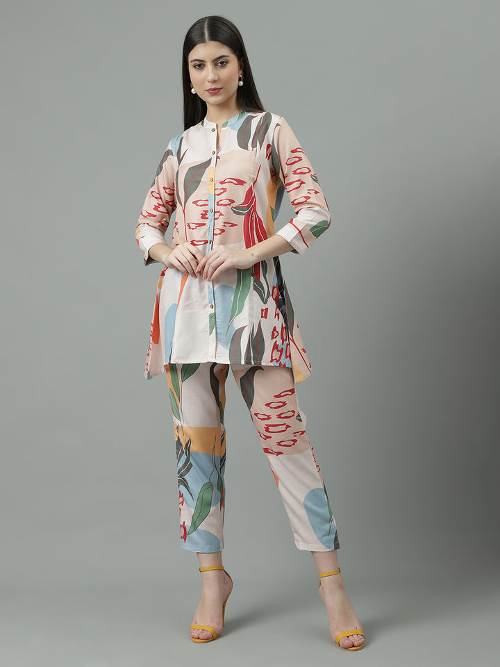 Women Pink Printed Regular Size  Co-ord Set