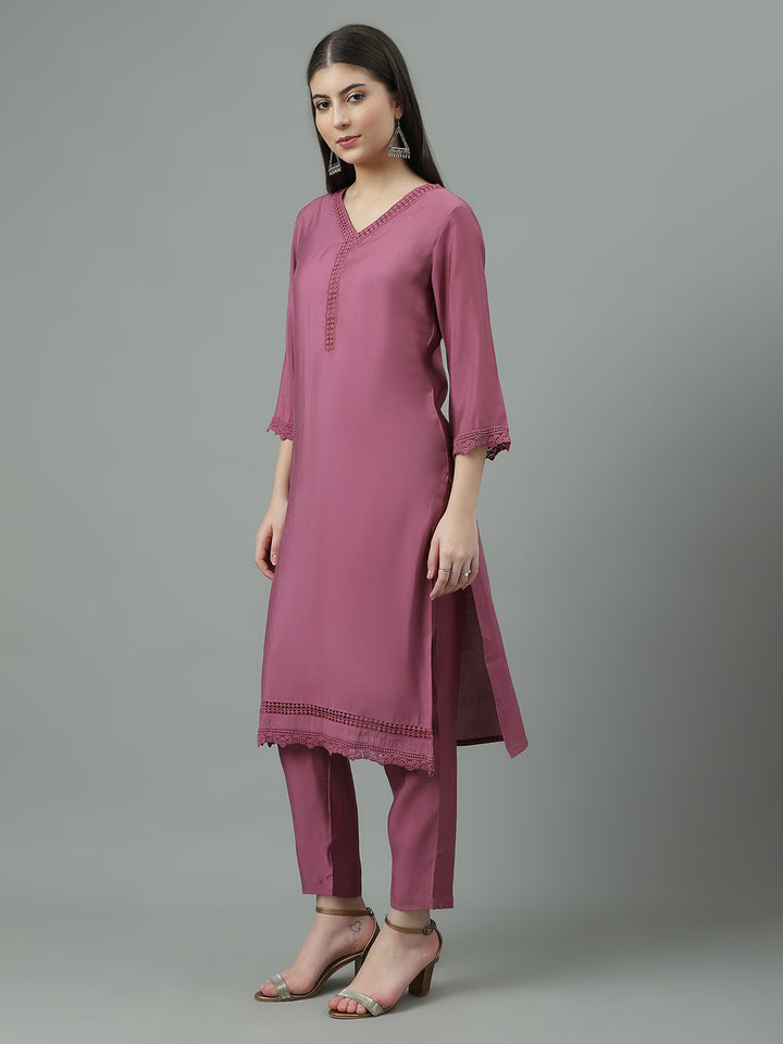 Women Purple Lace up design Regular Size  Co-ord Set