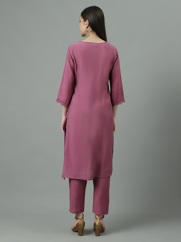 Women Purple Lace up design Regular Size  Co-cord Set