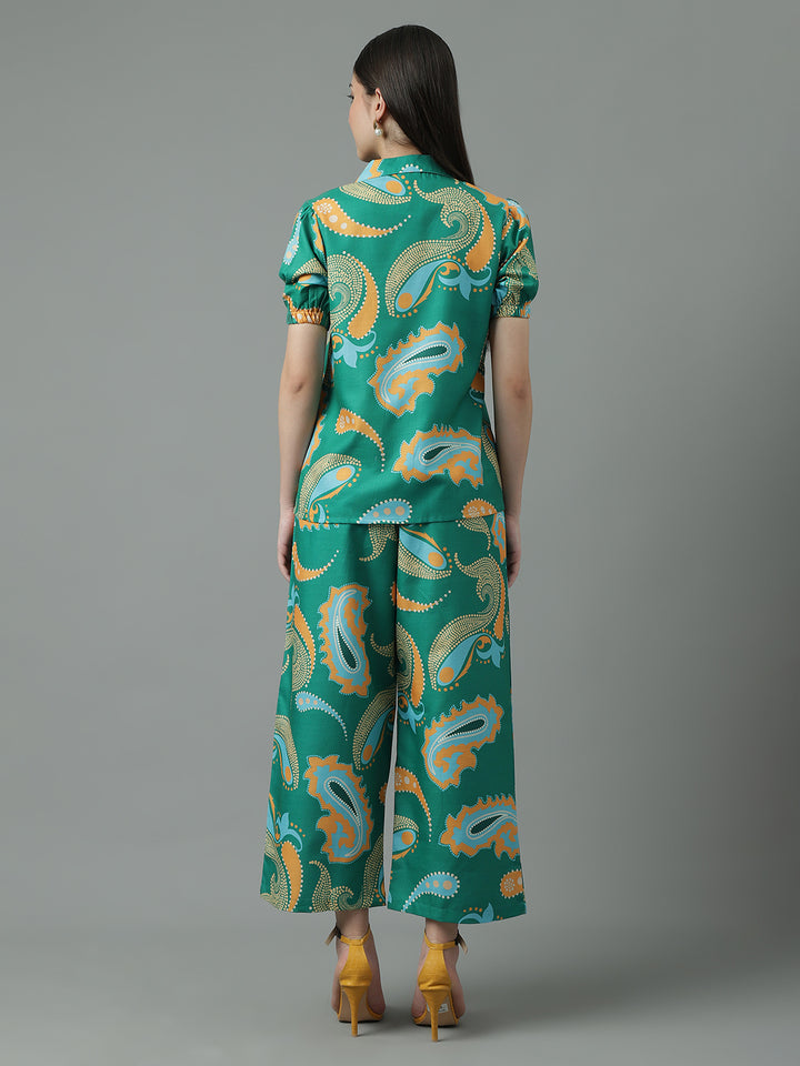 Women Green Printed Regular Size  Co-ord Set
