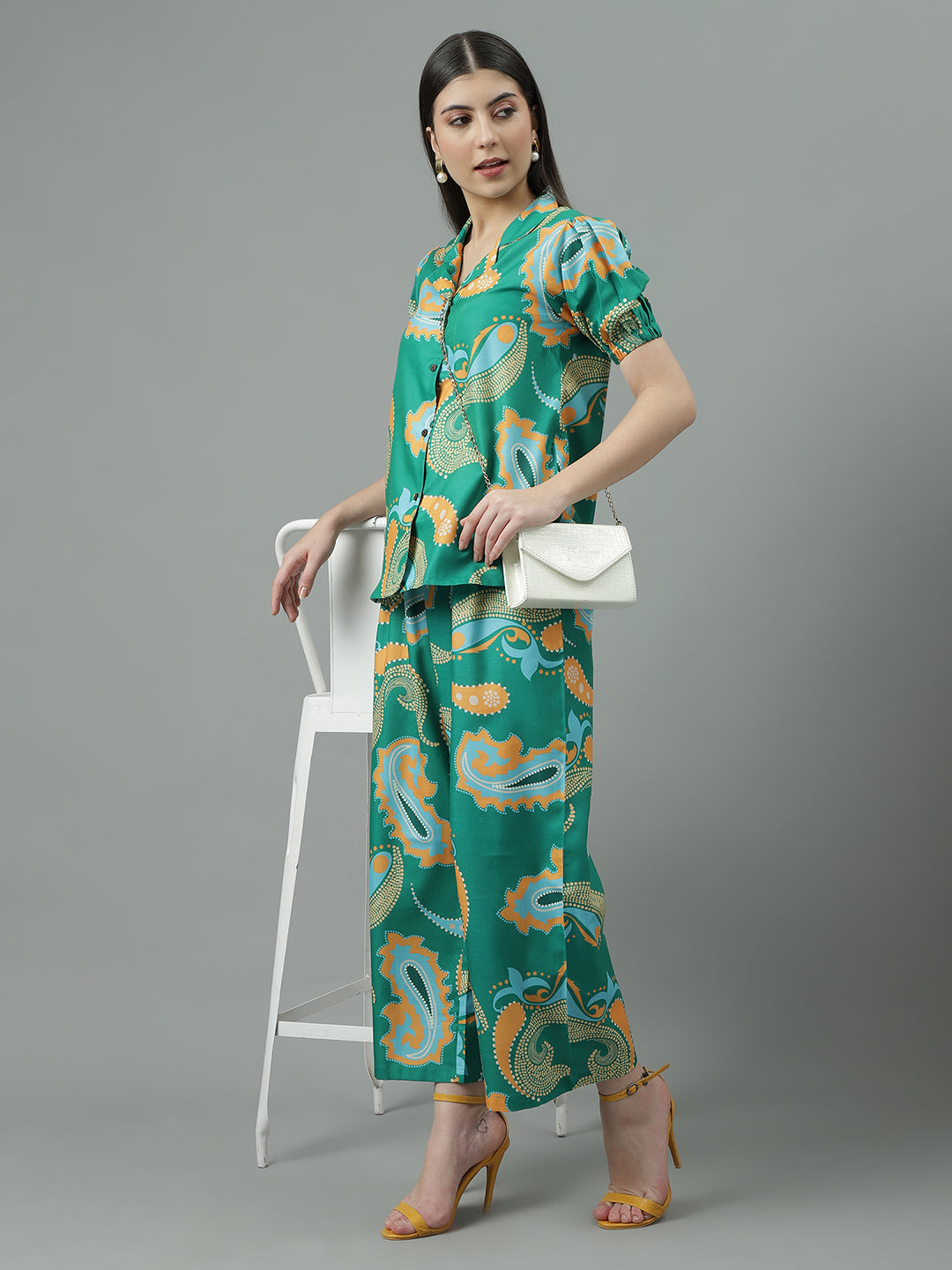 Women Green Printed Regular Size  Co-ord Set