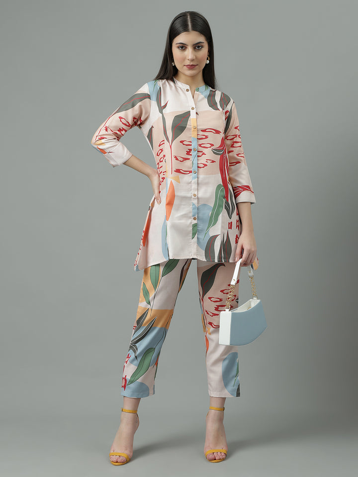 Women Pink Printed Regular Size  Co-ord Set