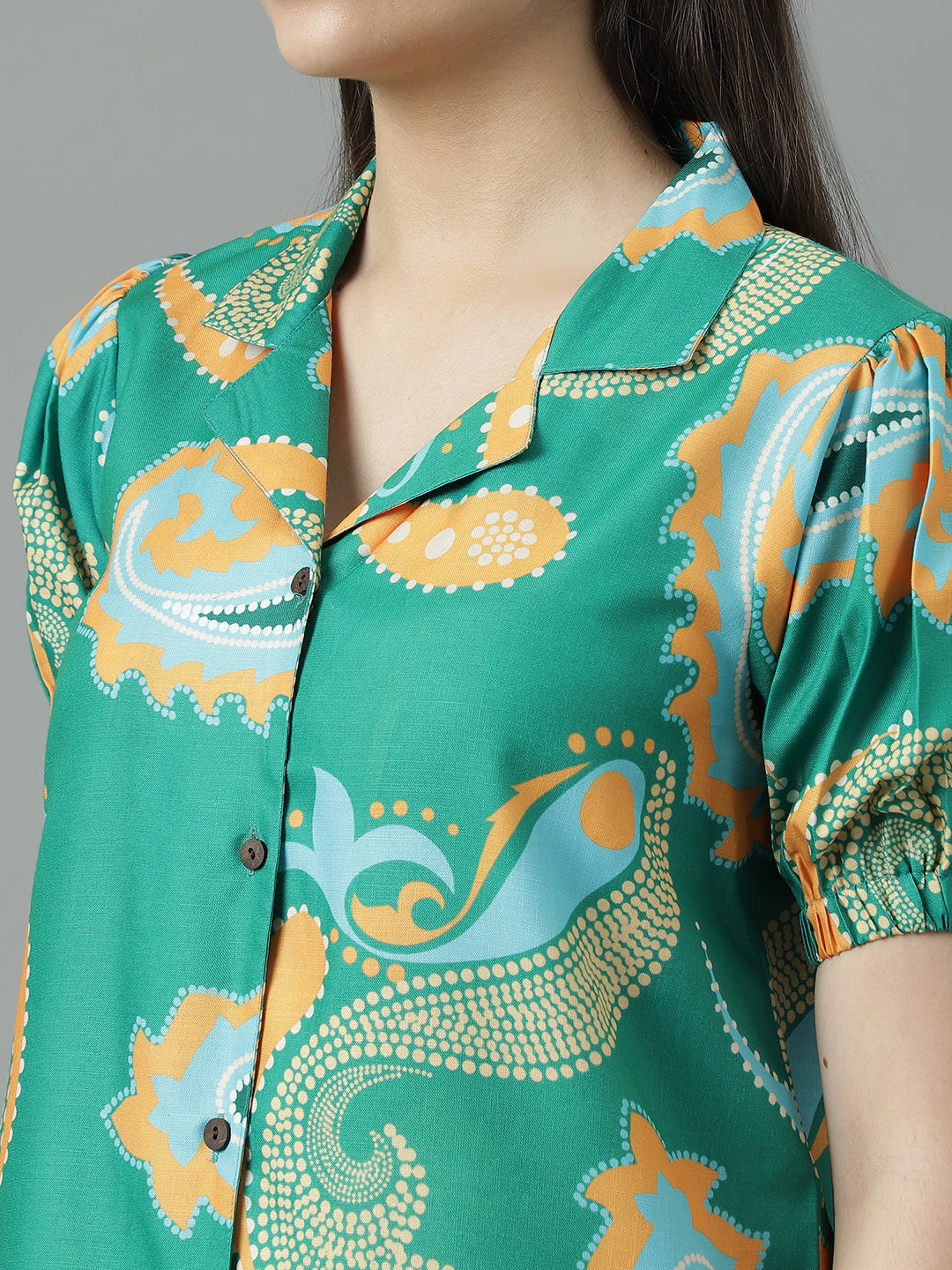 Women Green Printed Regular Size  Co-ord Set
