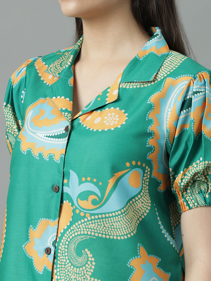 Women Green Printed Regular Size  Co-ord Set