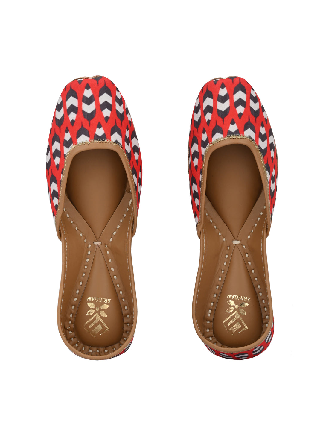 Sringam Women's Red Printed Mojaris