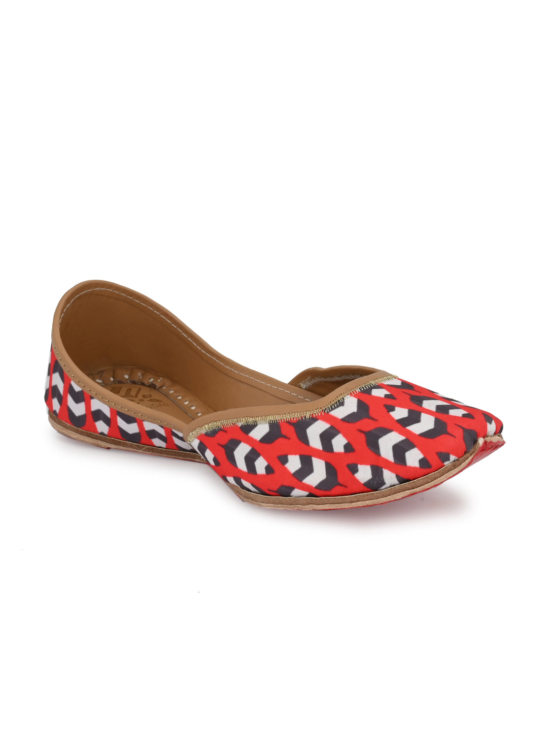 Sringam Women's Red Printed Mojaris