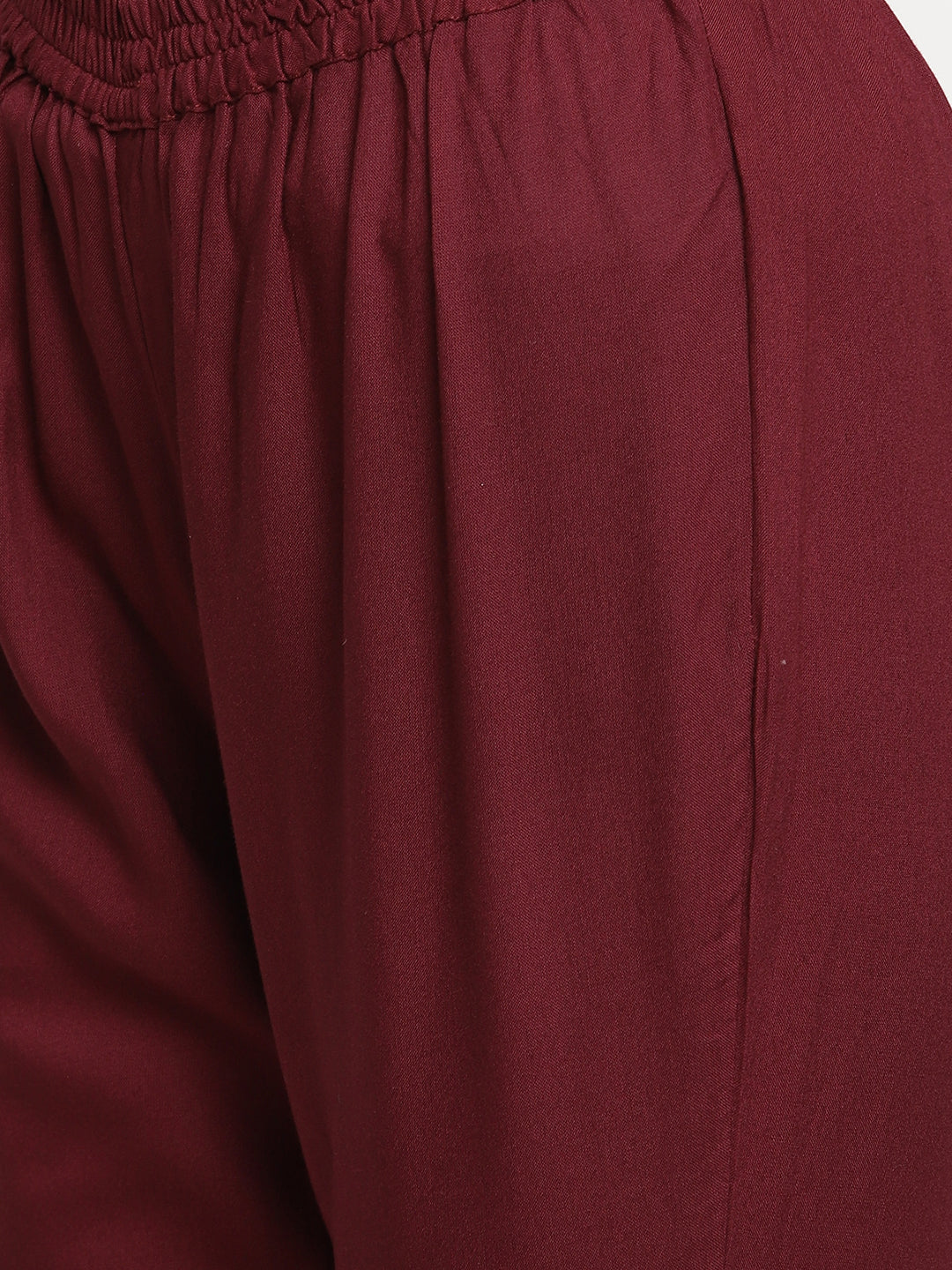 Sringam Maroon Thread Work Yoke Design Kurta with Trousers and Dupatta