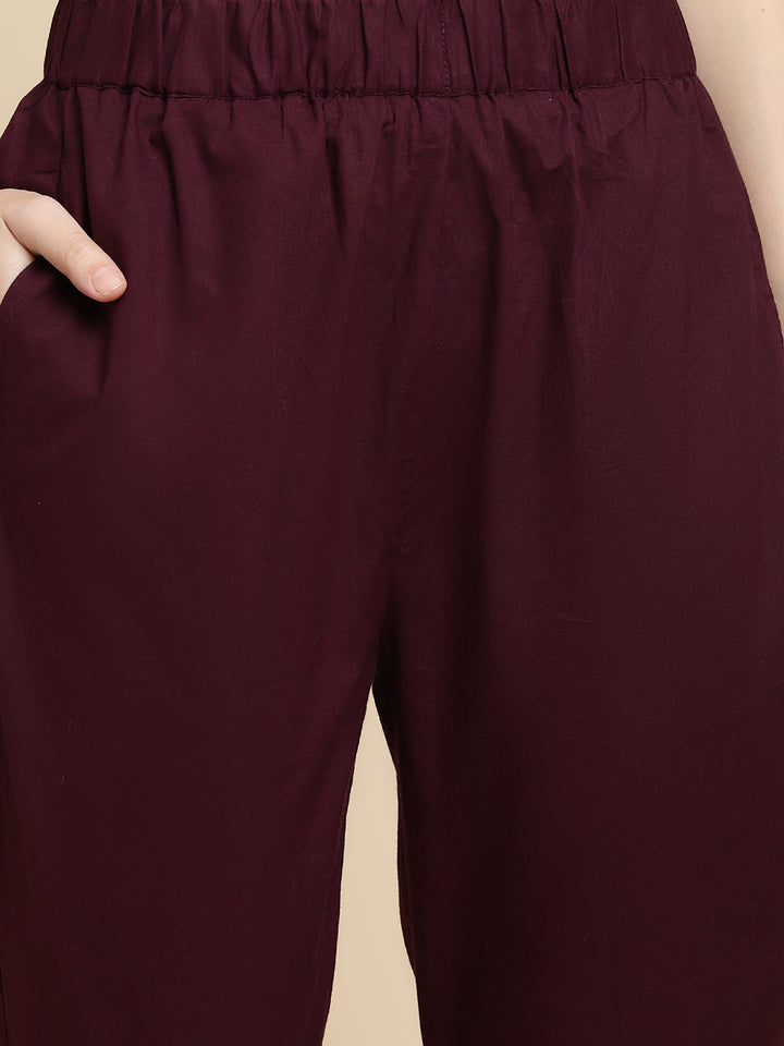 Women Solid Brown Embroidered Co-ord Set