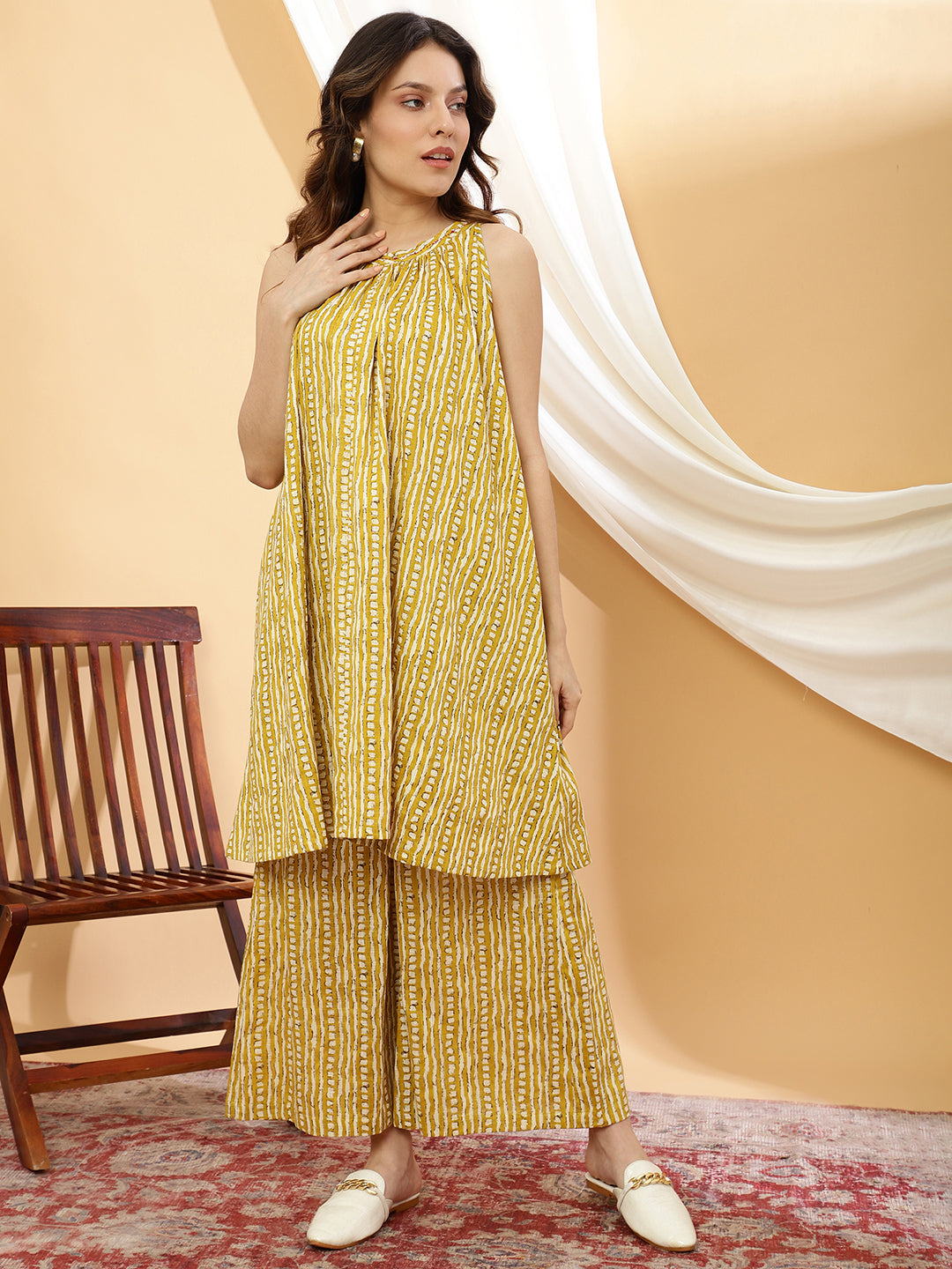 Women Yellow Printed Co-ord Set