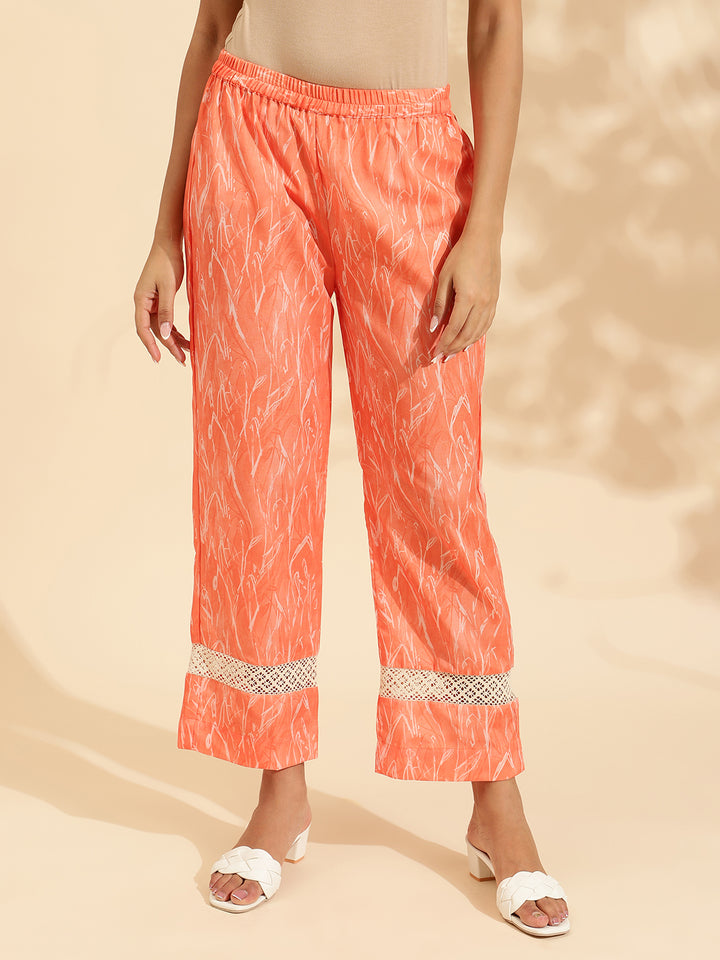 Womens Orange Printed Co-ord Set