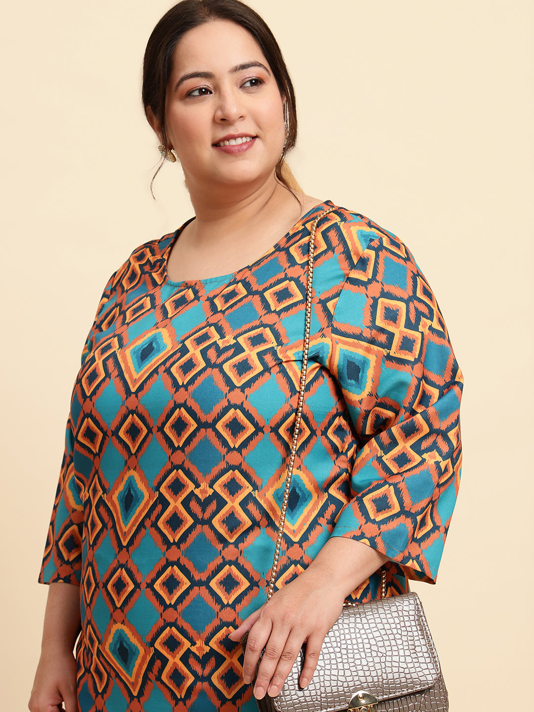 women Multicoloured Printed Plus Size Co-ord Set-NB133PL-CO