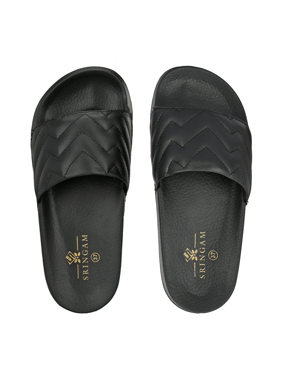 Sringam Women's Lightweight Pu Black Sliders