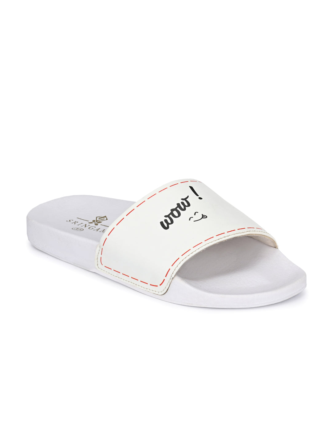 Sringam Women's Lightweight Pu White Sliders