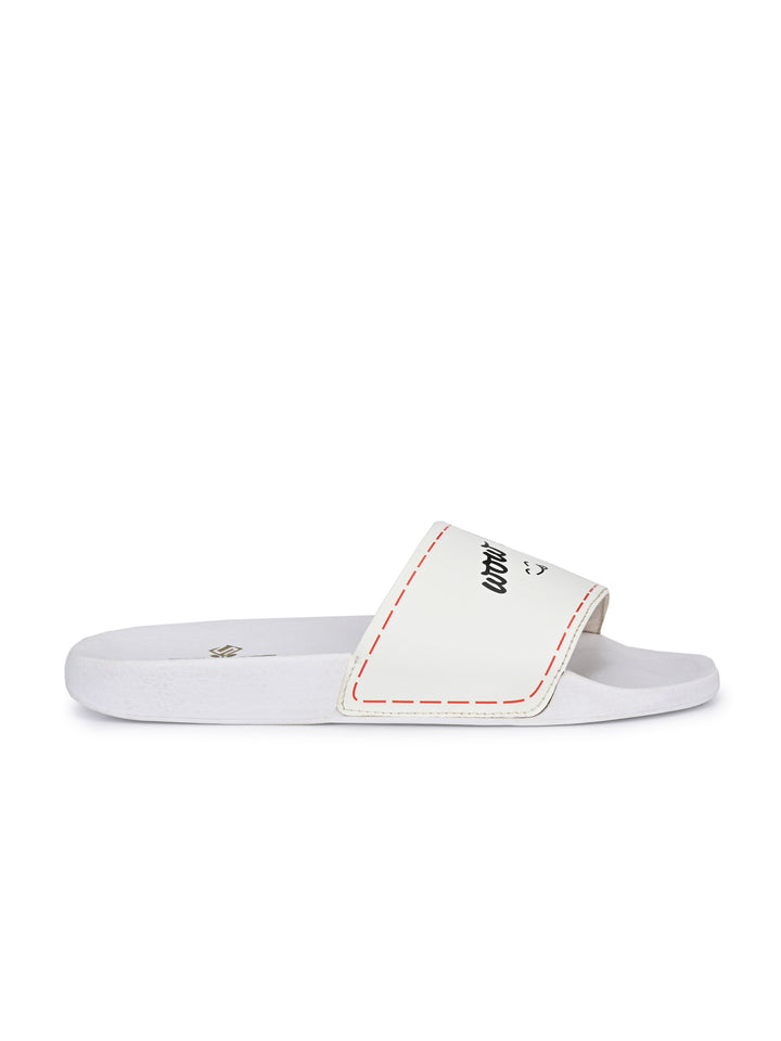 Sringam Women's Lightweight Pu White Sliders