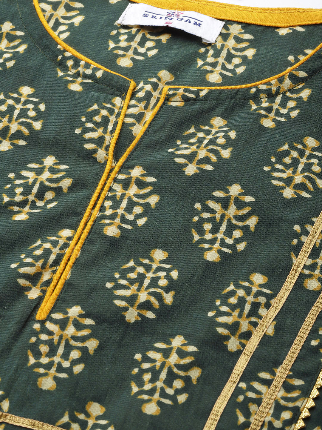 Women Green Printed Yoke Design Kurta