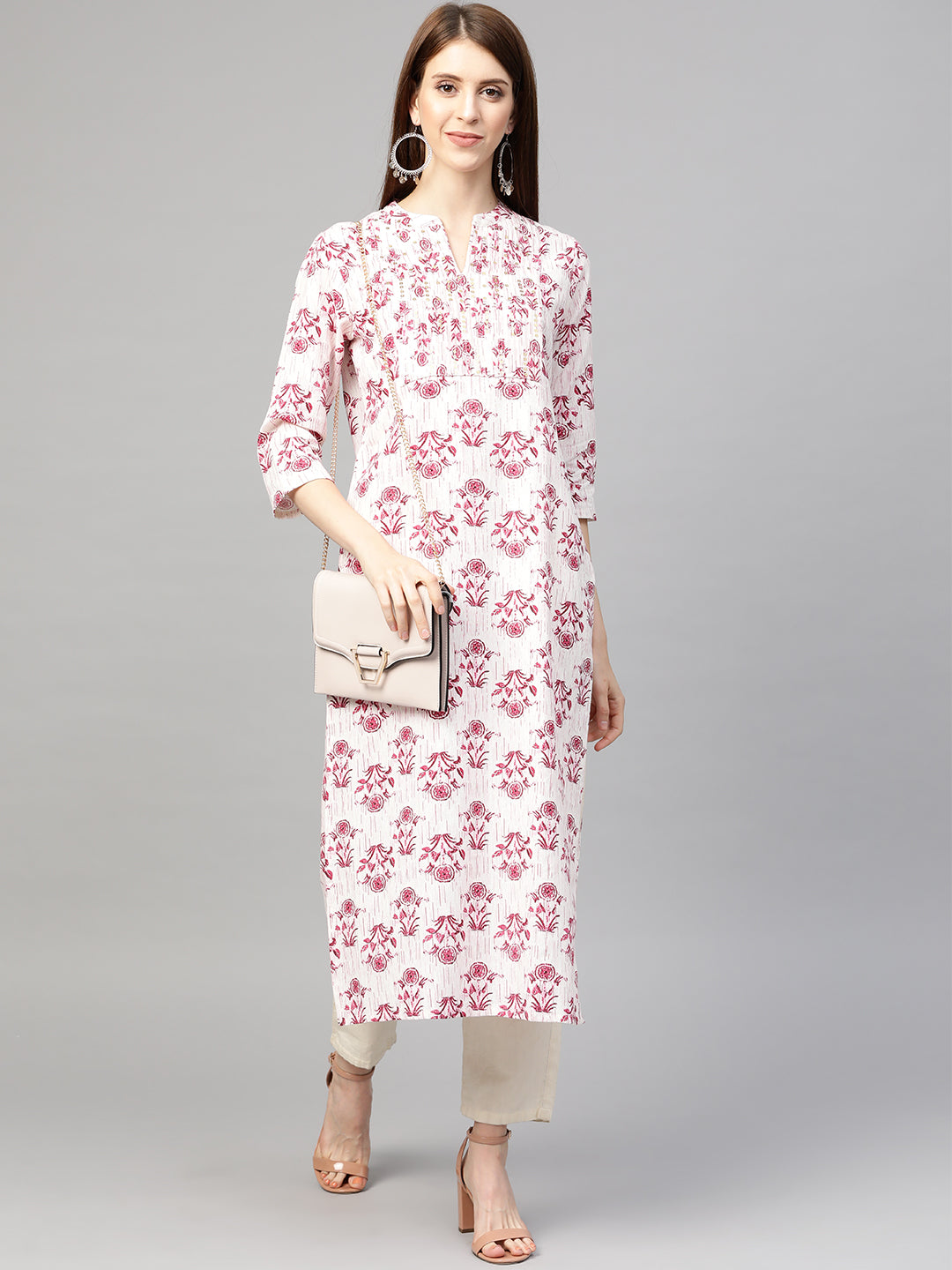 Women Pink Printed Kurta