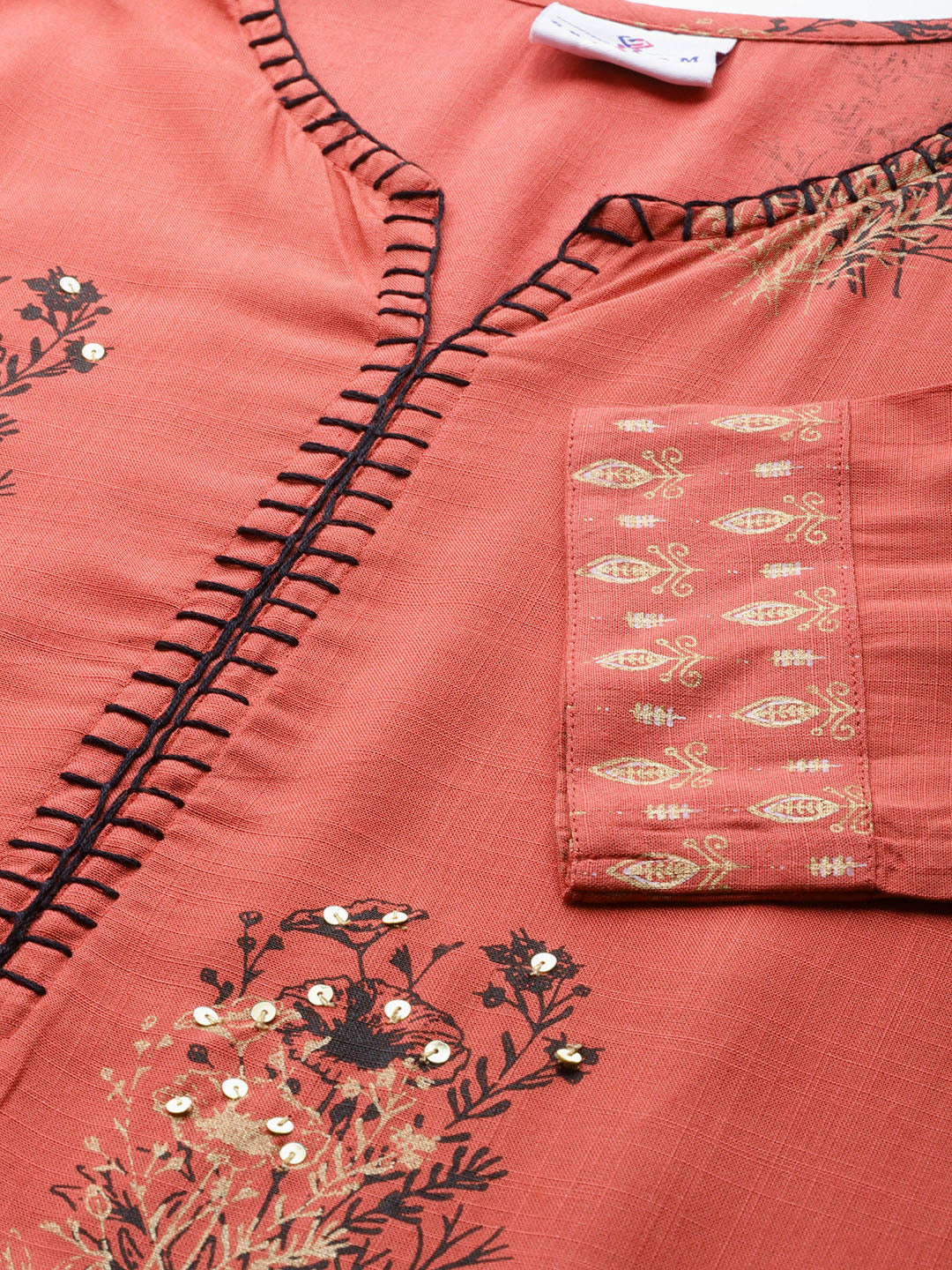 Women Rust Printed Kurta with Palazzos