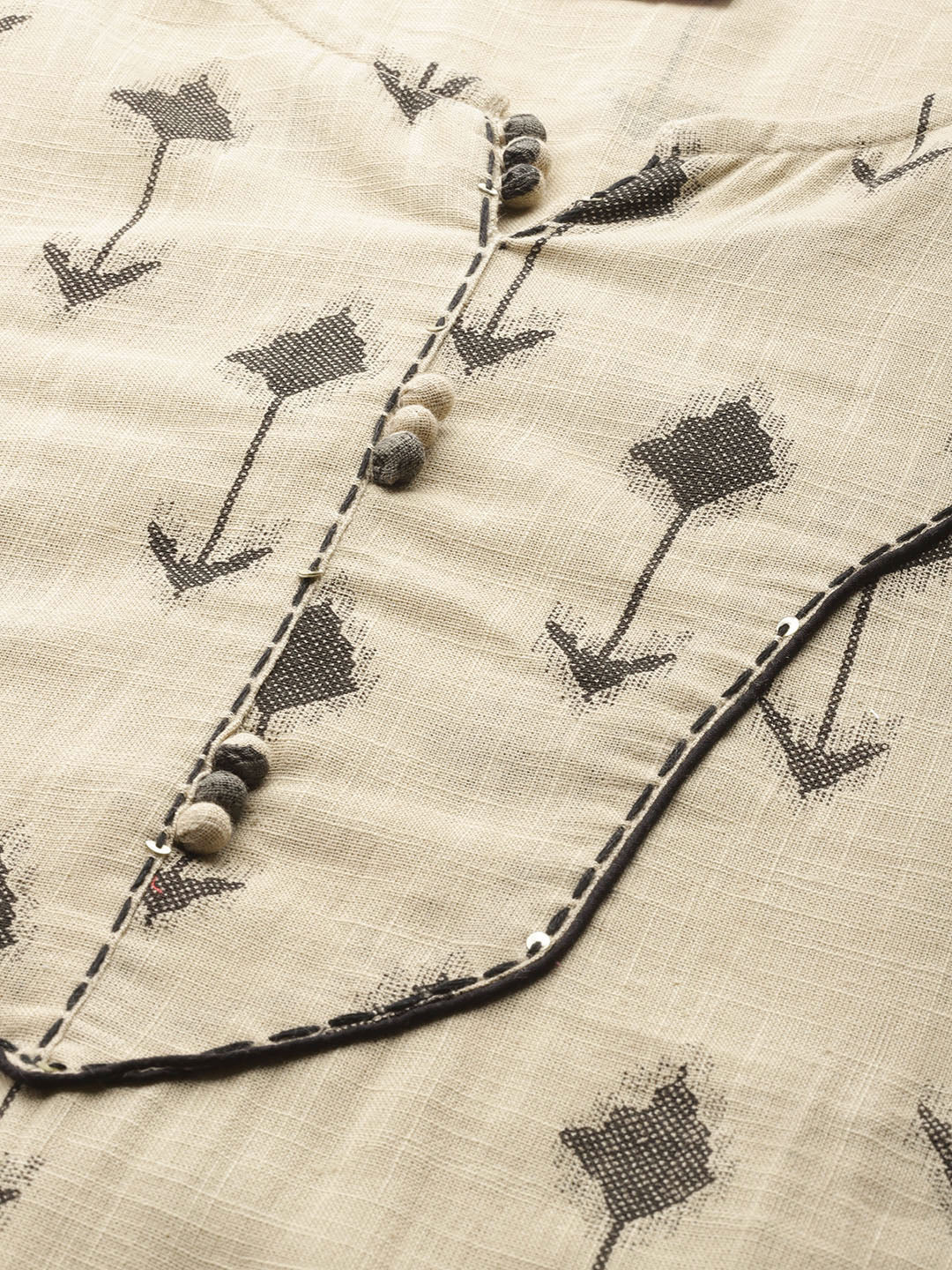 Women Brown and Black Abstract Printed Kurta with Palazzos