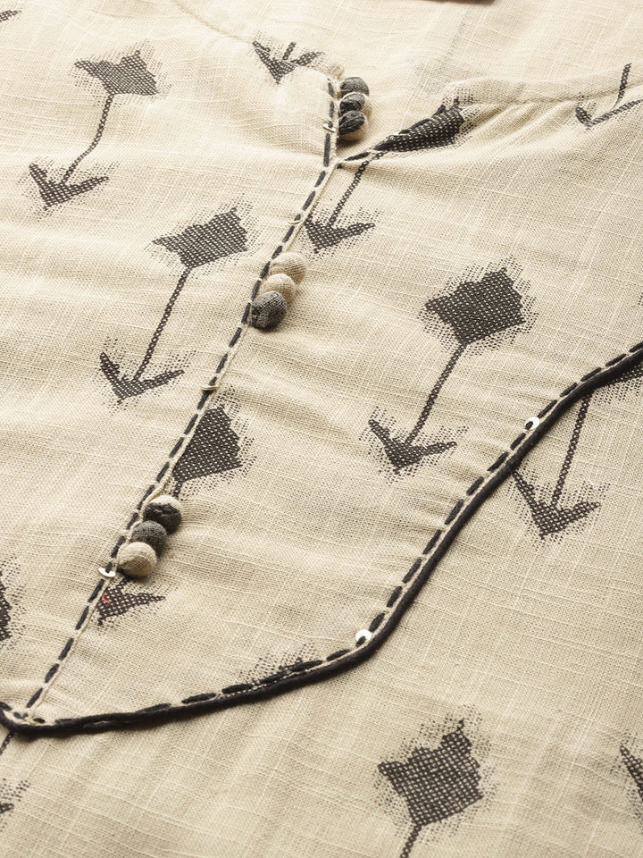Women Brown and Black Abstract Printed Kurta with Palazzos