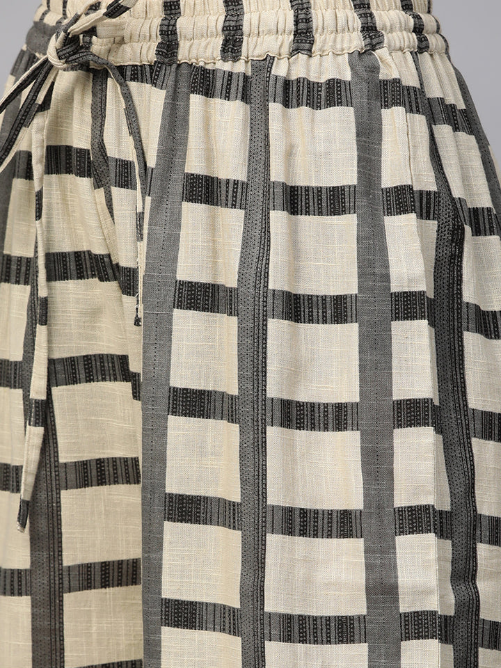 Women Brown and Black Abstract Printed Kurta with Palazzos
