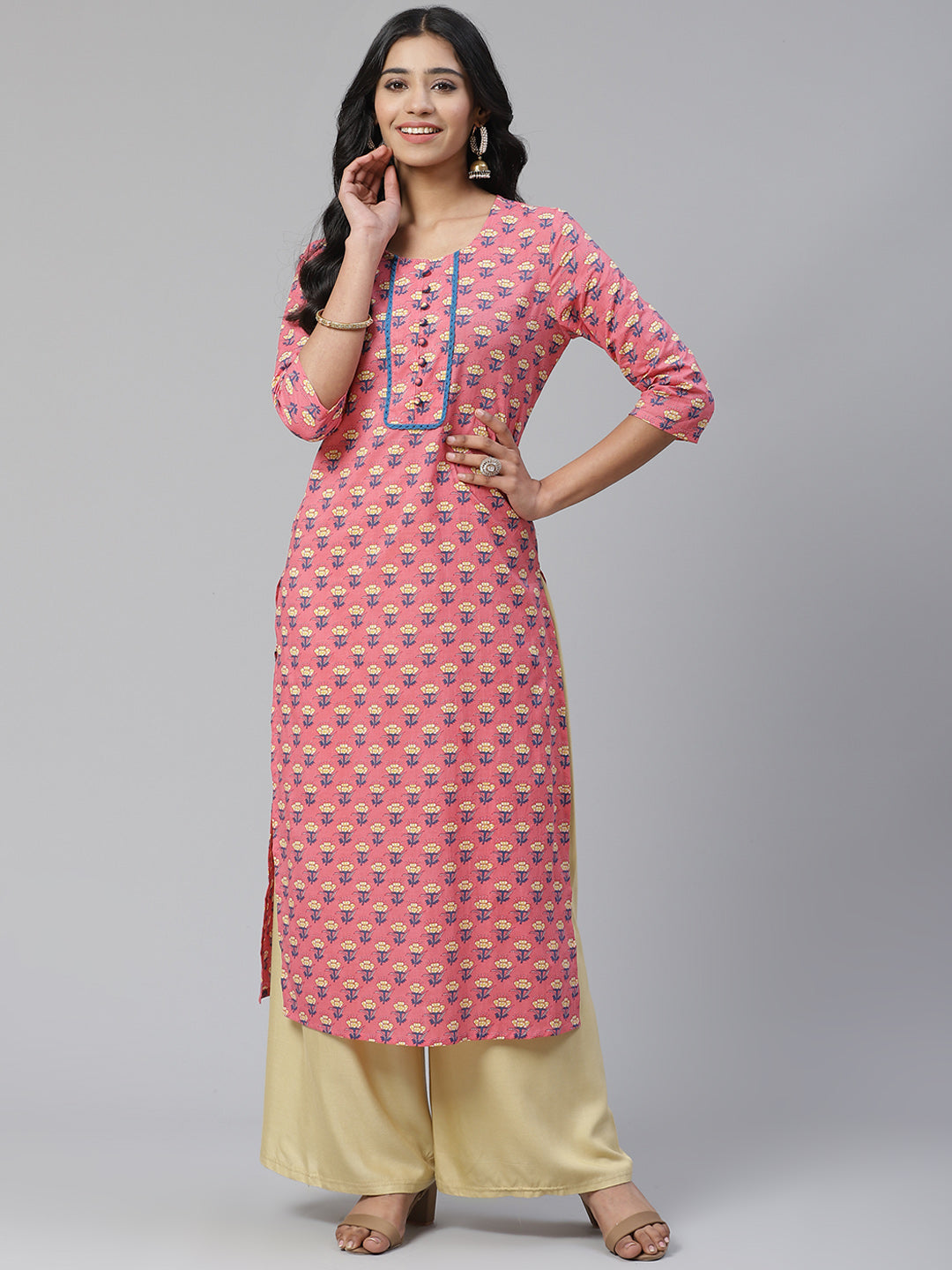 Women Pink Printed Kurta