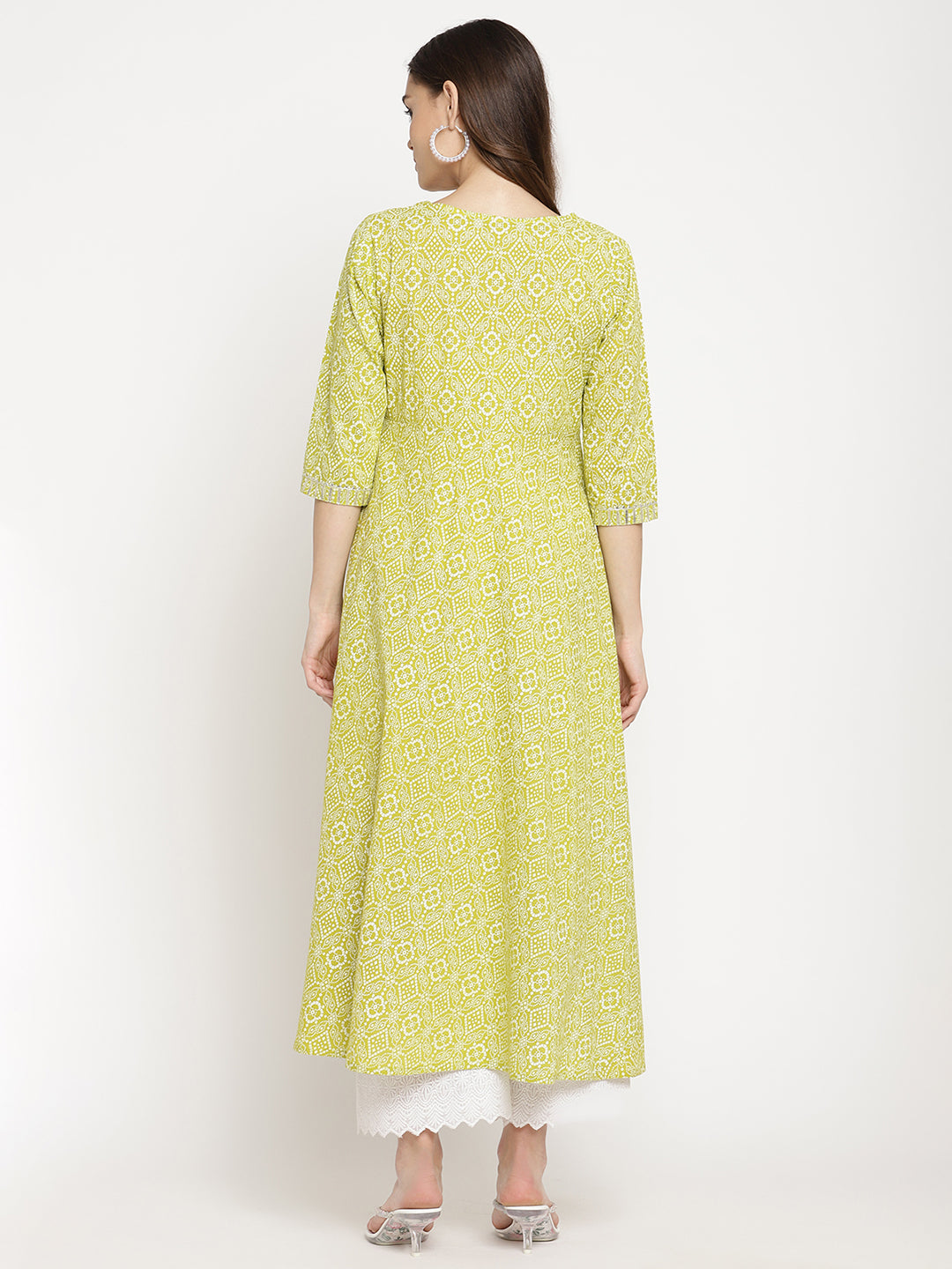 Green A-line Printed Kurta