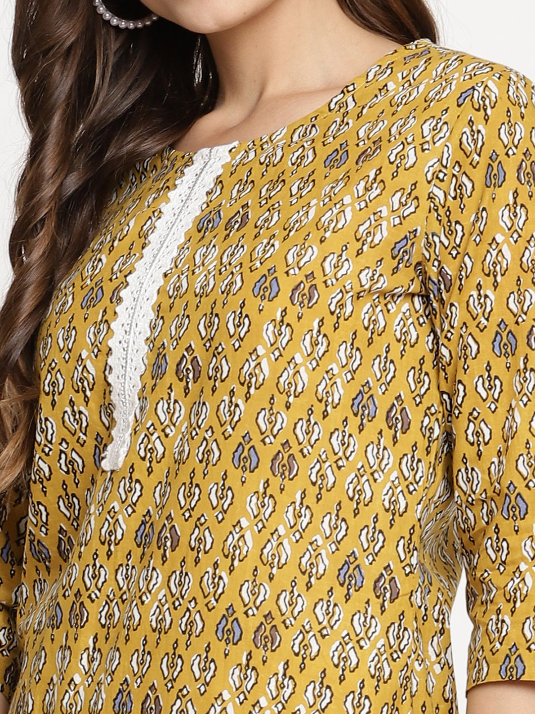 Women Mustard Printed Kurta