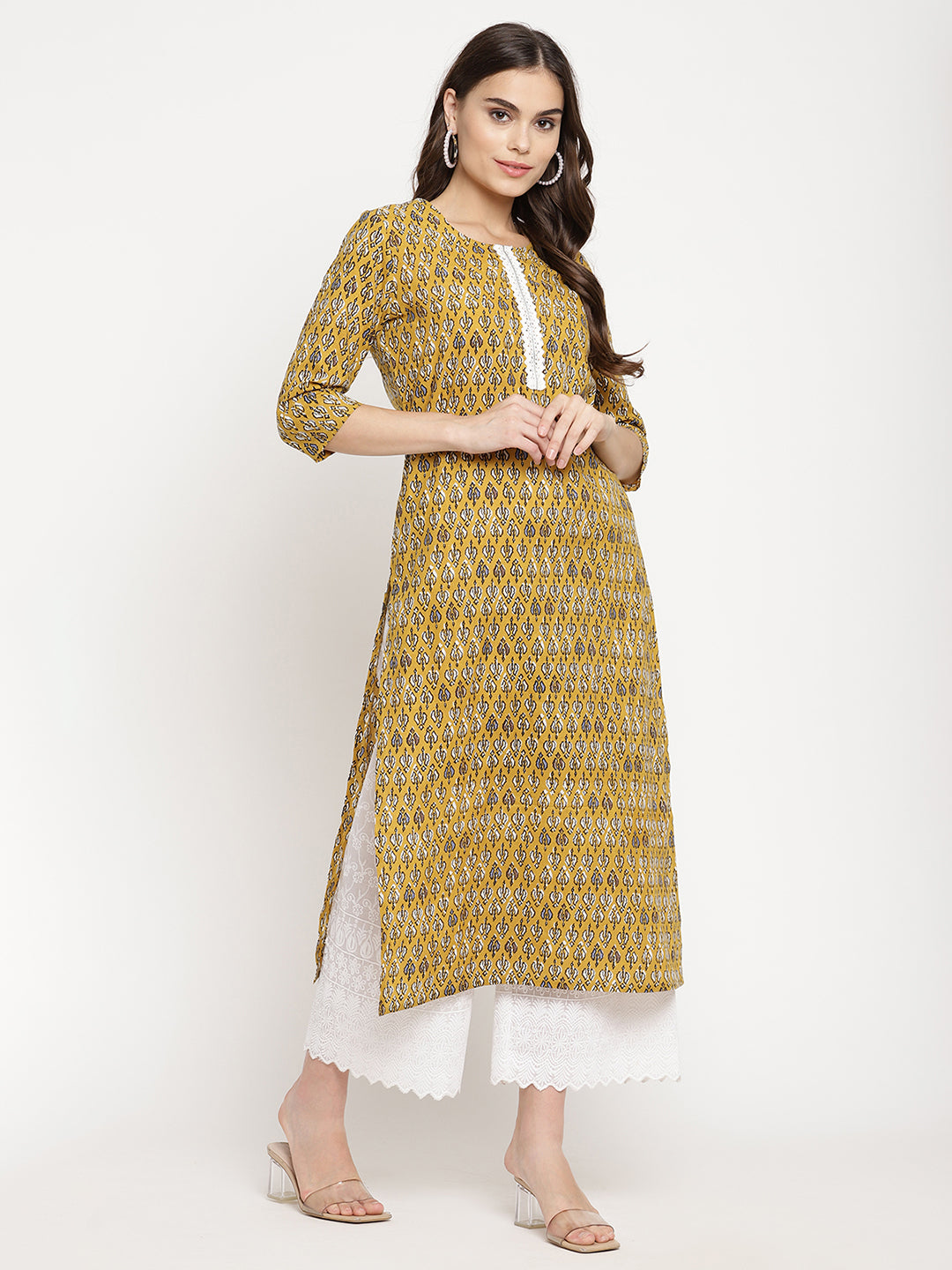 Women Mustard Printed Kurta