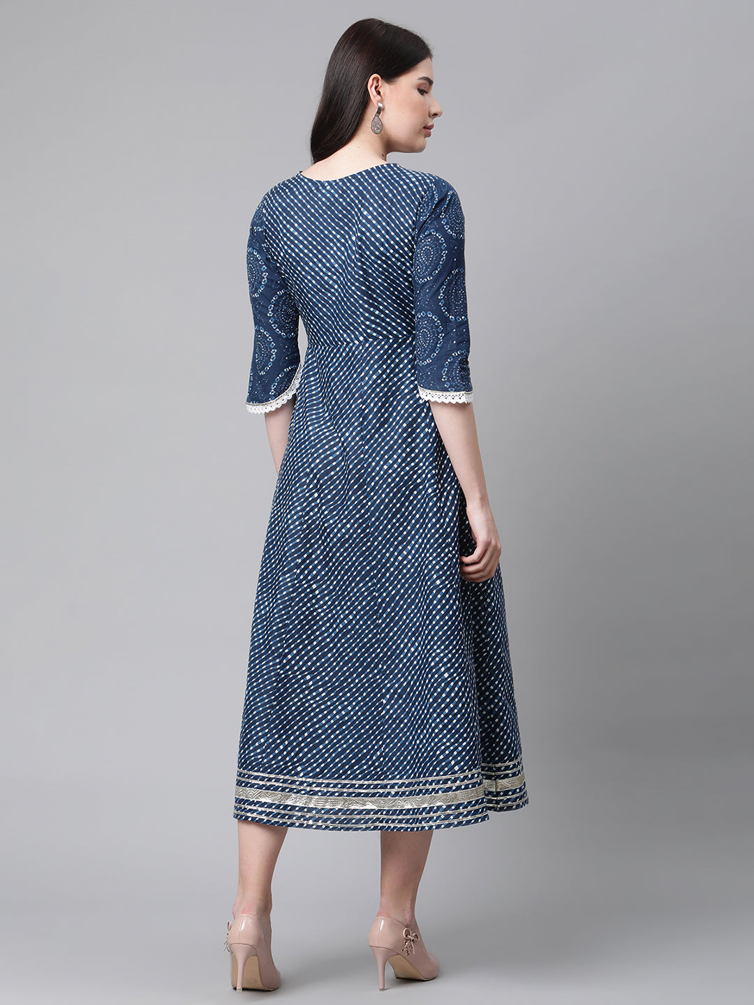 Women Blue A-line Ethnic Motif Kurta