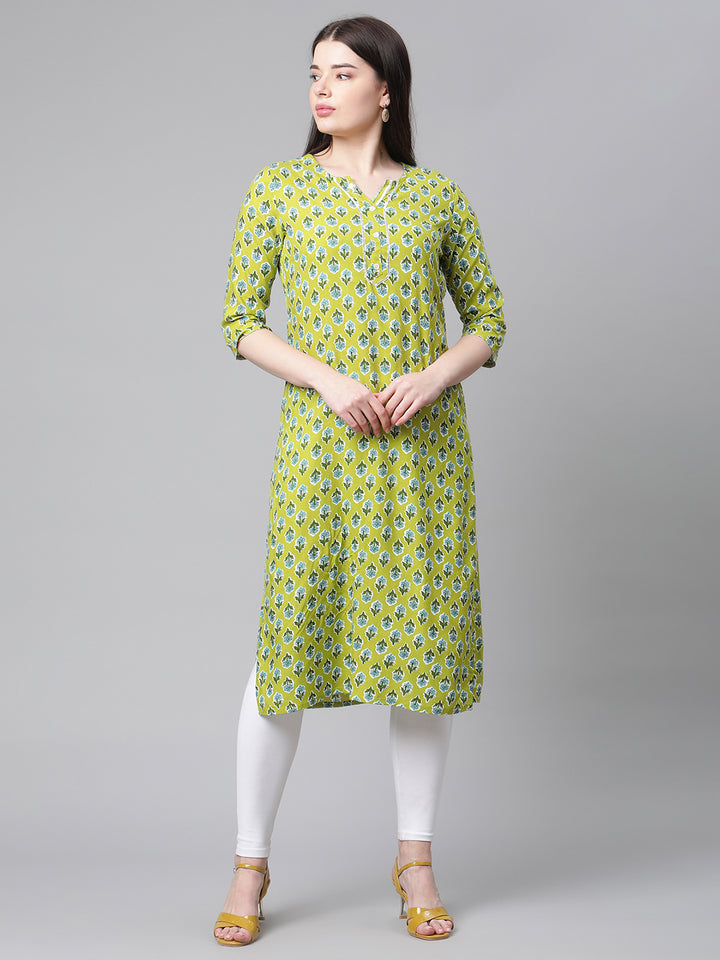 Women Green Printed Kurta