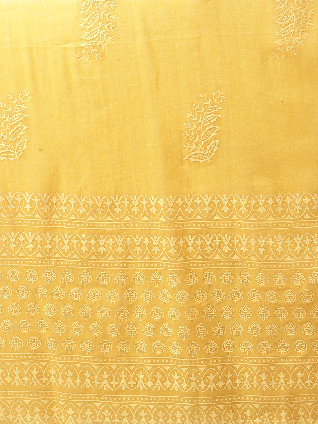 Women Green and Yellow Printed Kurta with Trousers and Dupatta