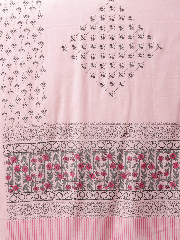 Women Pink Printed Yoke Design Ethnic Motif Kurta Set with Dupatta