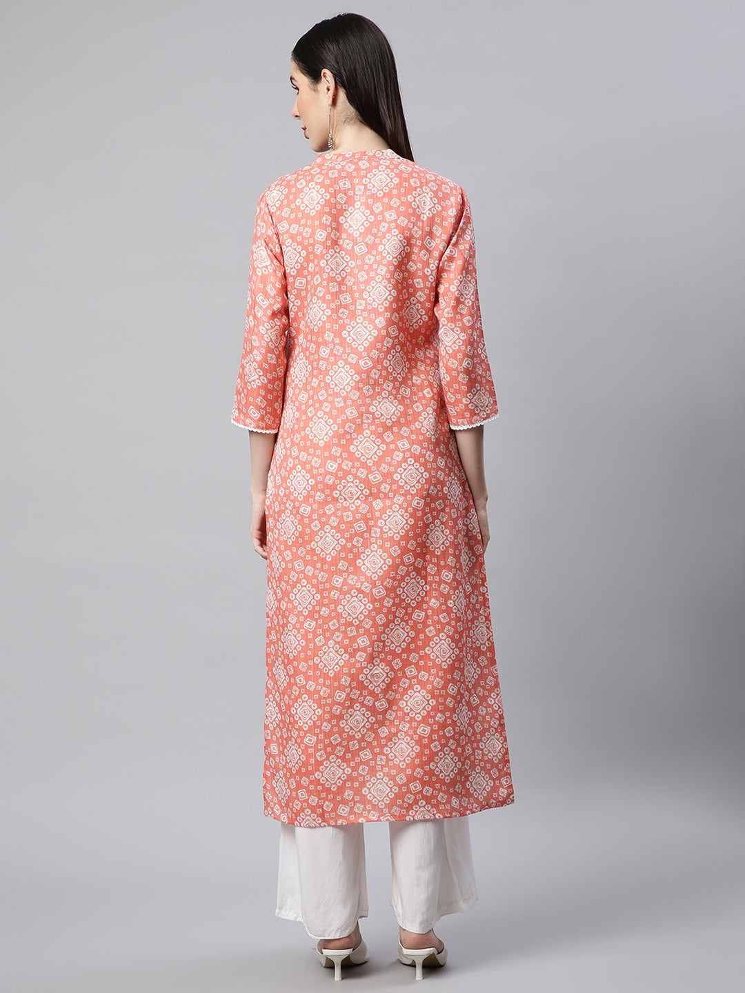 Peach Floral Printed Kurta