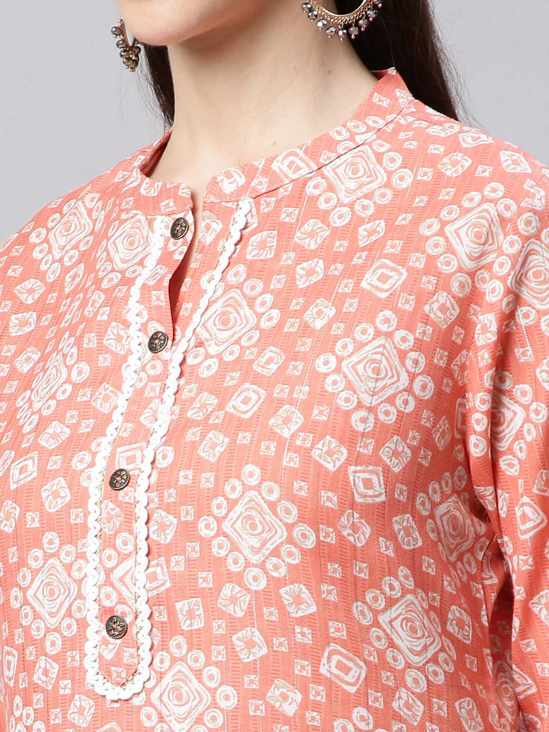 Peach Floral Printed Kurta