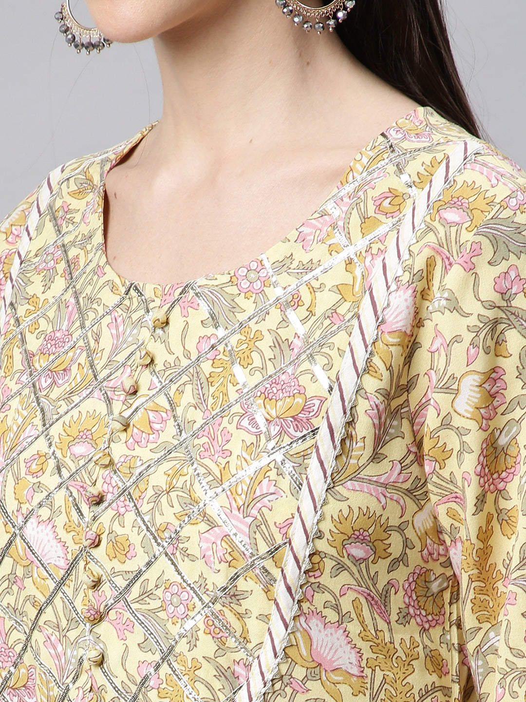 Yellow Floral Printed Kurta