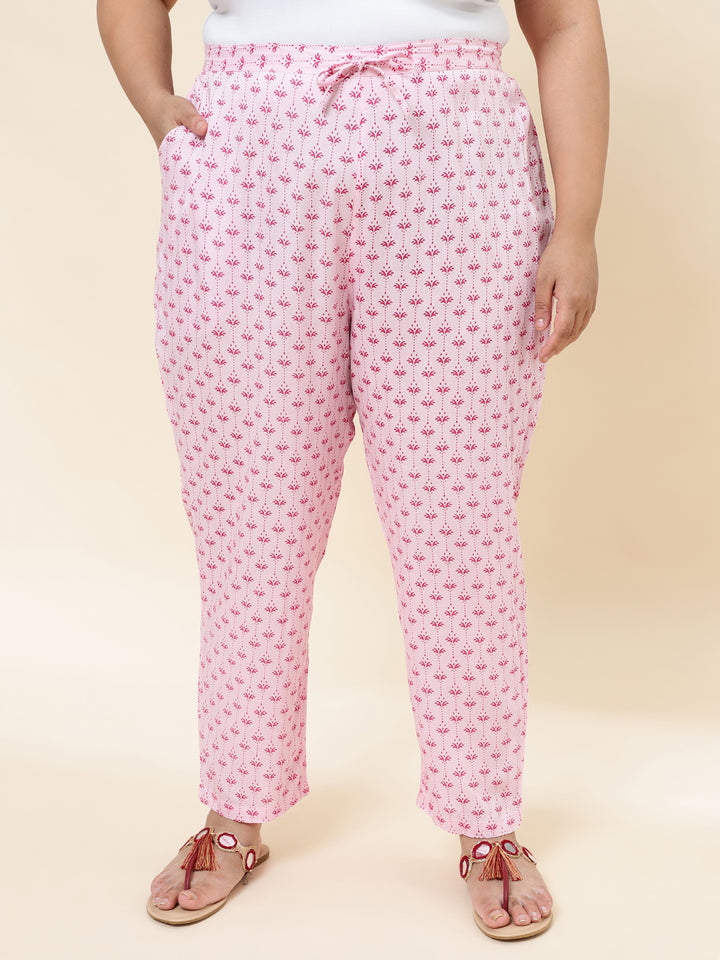 Women Pink Embroidered Plus Size  Kurta with trouser and Dupatta