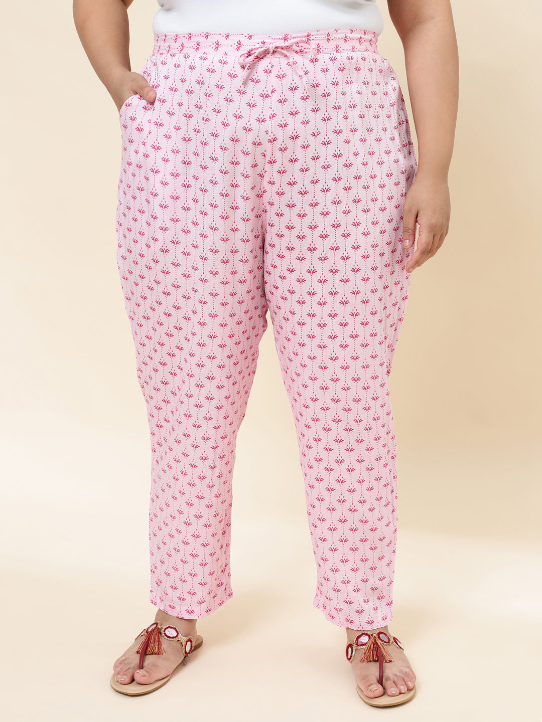 Women Pink Embroidered Plus Size Kurta with trouser and Dupatta