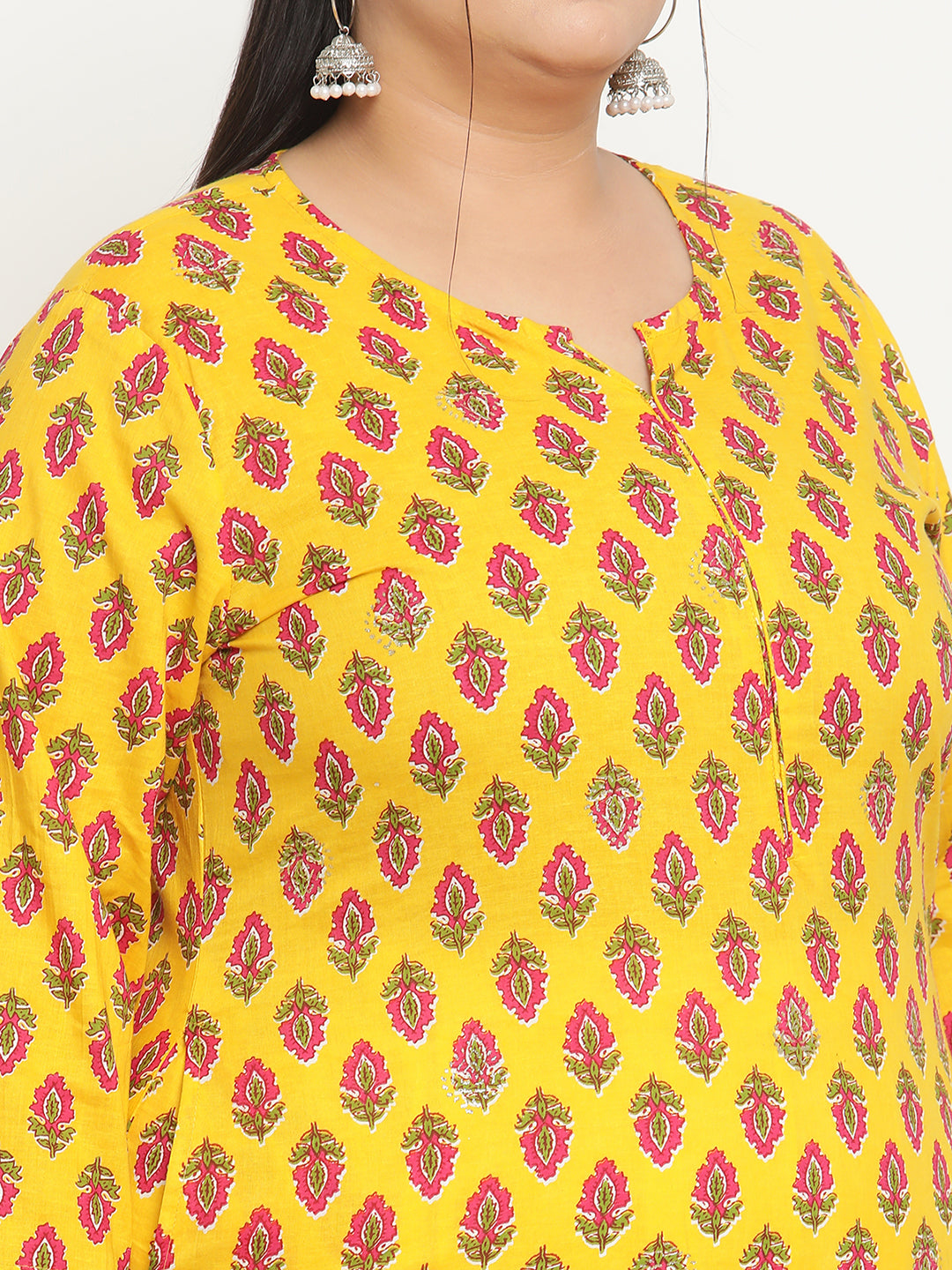 Yellow Printed Plus Size Kurta