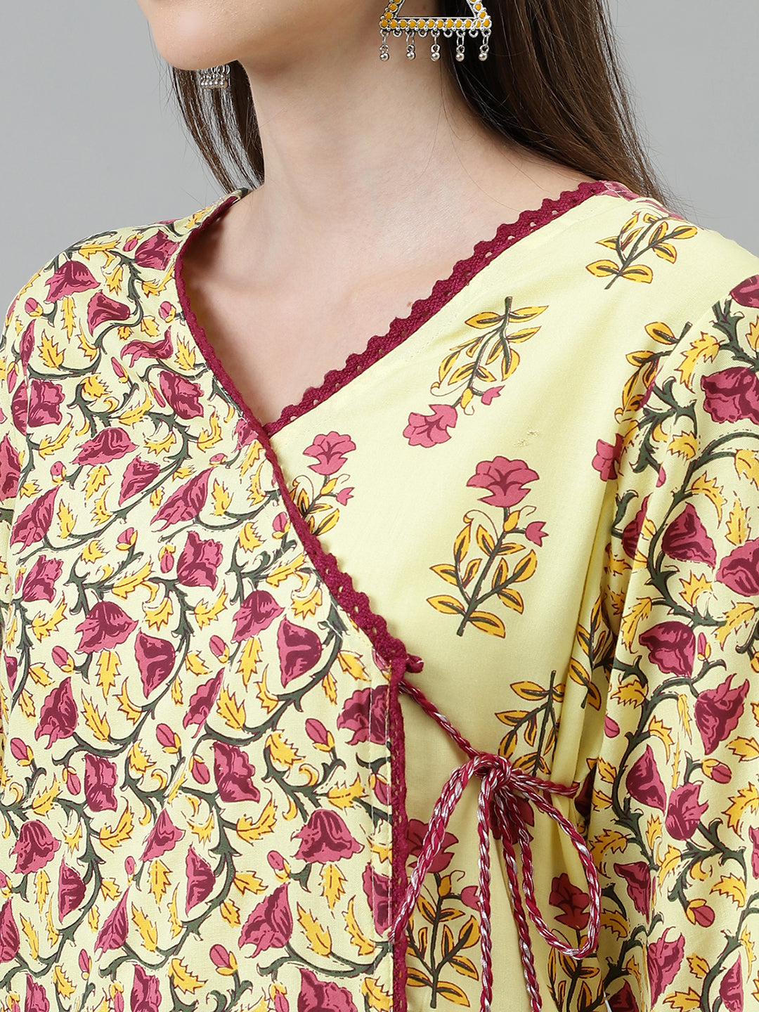 Women Yellow Floral Printed Kurta with Trousers and Dupatta
